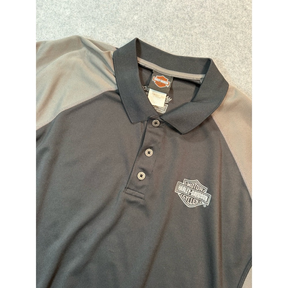 Harley-Davidson Mens Performance Polo Shirt Black Gray Lima Ohio XL Logo